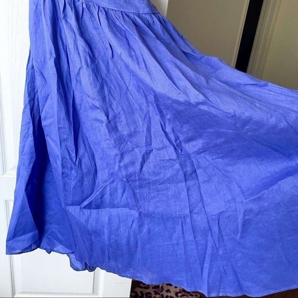 Zimmermann Tropicana Asymmetric Linen Cutout Midi Dress Blue Size 12 NWT - Picture 3 of 12